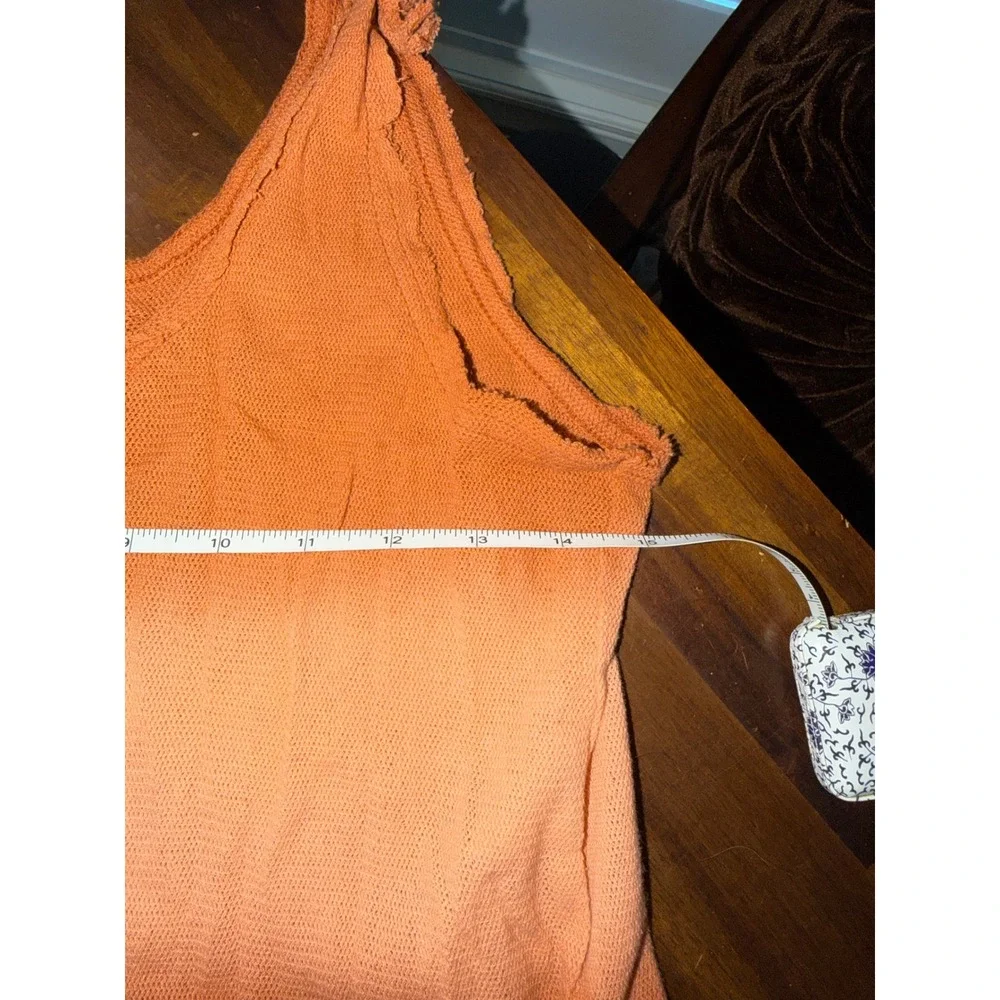 Free People We The Free Orange Ombre Knit Tank Top Medium Boho Raw Edge Maxi Tee